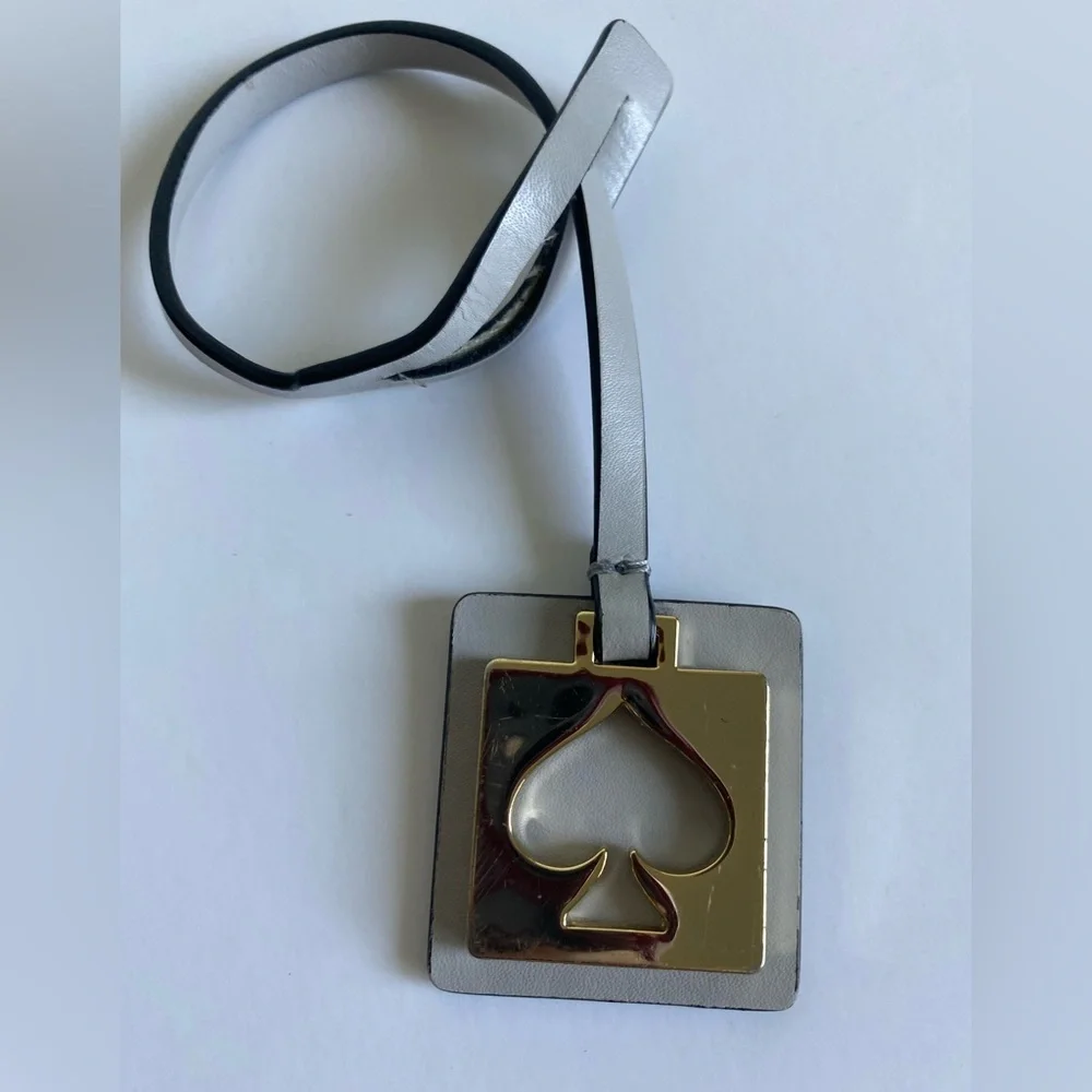 Kate Spade Vintage Leather Keychain Charm Goldtone